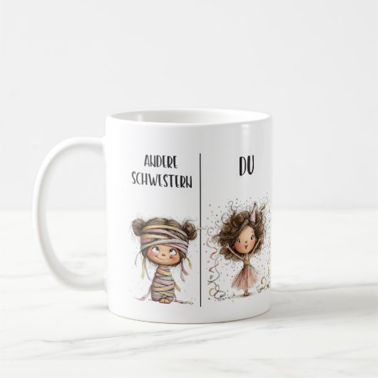 Funny Mug for Sisters in German Koffiemok (Links)