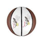 Funny mug insect cartoon illustratie basketbal (Verticaal)