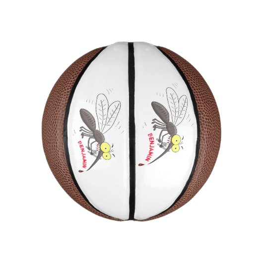 Funny mug insect cartoon illustratie basketbal (Verticaal)