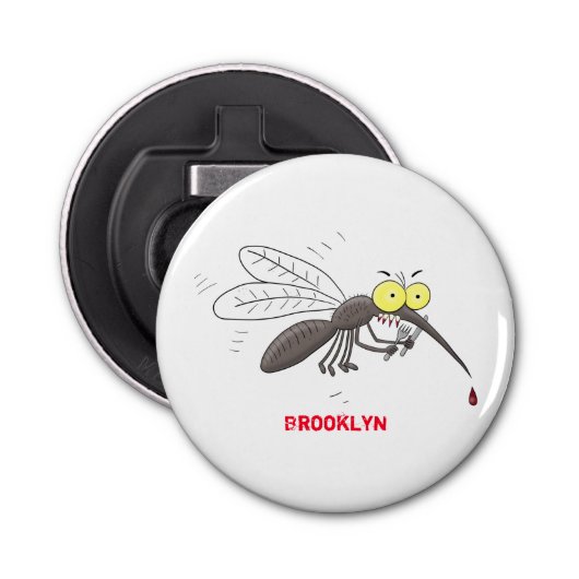 Funny mug insect cartoon illustratie button flesopener (Voorkant)