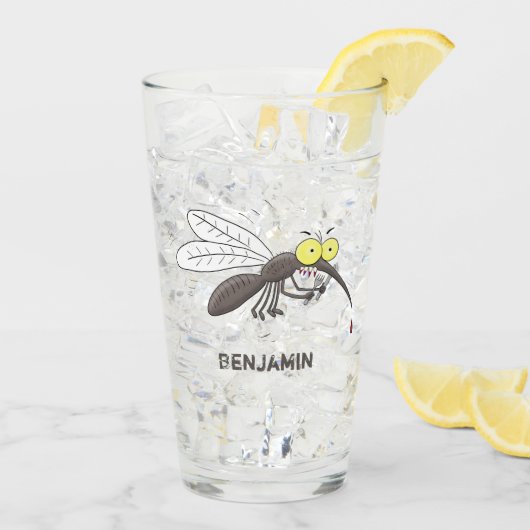 Funny mug insect cartoon illustratie glas (Achterkant ijs)