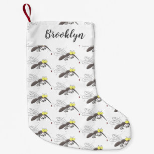 Funny mug insect cartoon illustratie kleine kerstsok