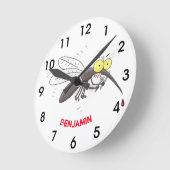 Funny mug insect cartoon illustratie ronde klok (Hoek)