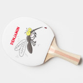 Funny mug insect cartoon illustratie tafeltennisbatje (Zijkant)