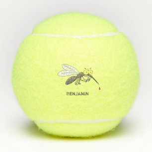 Funny mug insect cartoon illustratie tennisballen