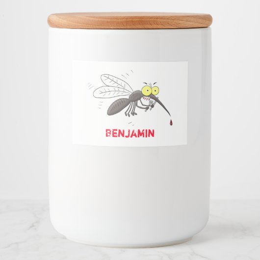 Funny mug insect cartoon illustratie voedselcontainer etiket (Voorkant)