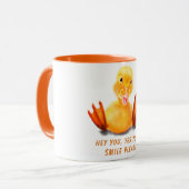Funny Mug met Playful Ducking Smile - Jouw tekst Mok (Voorkant links)