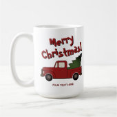 Funny mug with old red truck and Christmas tree Koffiemok (Links)