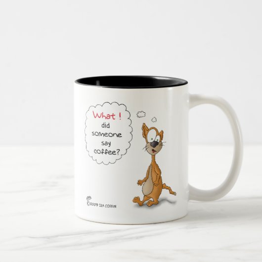 Funny Mugs: Heeft iemand koffie gezegd? Tweekleurige Koffiemok (Rechts)
