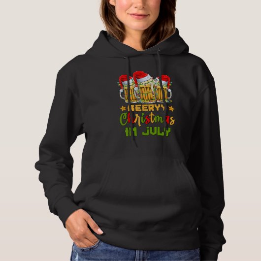 Funny Mugs Of Beer Lights Christmas In July Summer Hoodie (Voorkant)