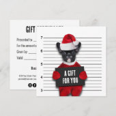 Funny Mugshot Bad Santa's Dog-kerstkaartje (Voorkant / Achterkant)