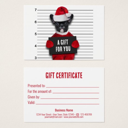 Funny Mugshot Bad Santa's Dog-kerstkaartje Visitekaartje (Voorkant /achterkant)