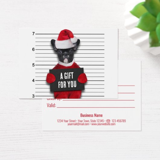 Funny Mugshot Bad Santa's Dog-kerstkaartje Visitekaartje (Bureau)