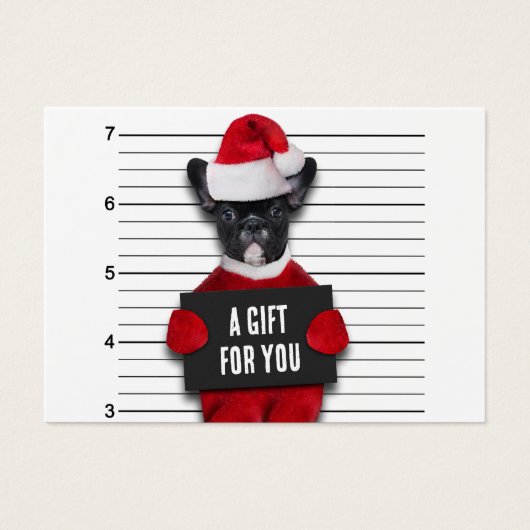 Funny Mugshot Bad Santa's Dog-kerstkaartje Visitekaartje (Voorkant)