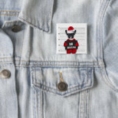 Funny Mugshot Bad Santa's Dog Kerstmis Vierkante Button 5,1 Cm (In situ)