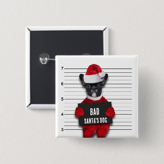 Funny Mugshot Bad Santa's Dog Kerstmis Vierkante Button 5,1 Cm (Voorkant /achterkant)