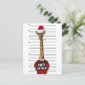 Funny Mugshot Giraffe voor kerstmis Feestdagenkaart (Staand voorkant)