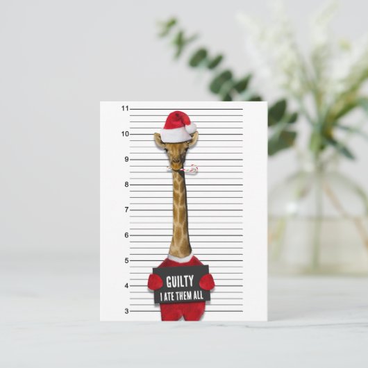 Funny Mugshot Giraffe voor kerstmis Feestdagenkaart (Staand voorkant)