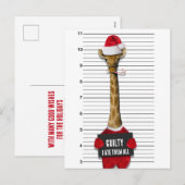 Funny Mugshot Giraffe voor kerstmis Feestdagenkaart (Voorkant / Achterkant)