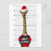 Funny Mugshot Giraffe voor kerstmis Feestdagenkaart (Voorkant)