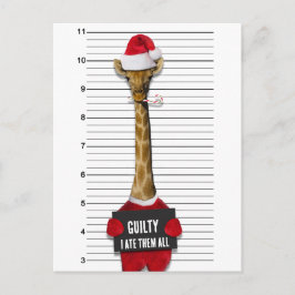 Funny Mugshot Giraffe voor kerstmis Feestdagenkaart