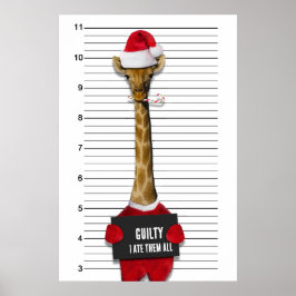 Funny Mugshot Giraffe voor kerstmis Poster