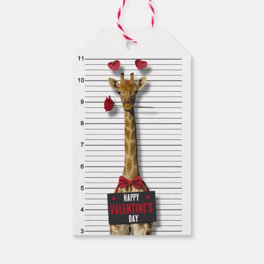 Funny Mugshot Guilty Giraffe Happy Valentine's Day Cadeaulabel (Achterkant)