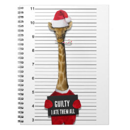 Funny Mugshot Guilty Giraffe Kerstmis Notitieboek