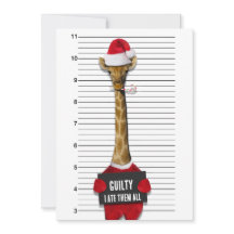 Funny Mugshot Guilty Giraffe-kerstuitnodiging