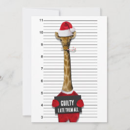 Funny Mugshot Guilty Giraffe-kerstuitnodiging Kaart