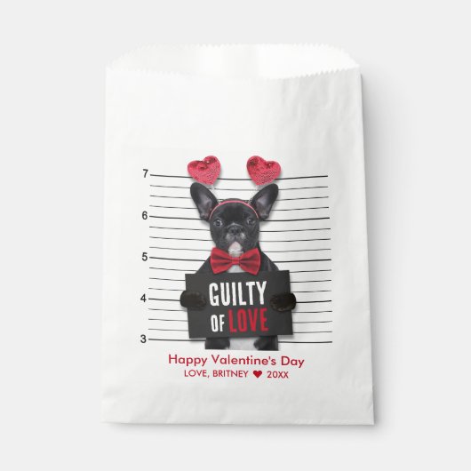 Funny Mugshot Guilty Love Dog Valentijnsdag Bedankzakje (Voorkant)