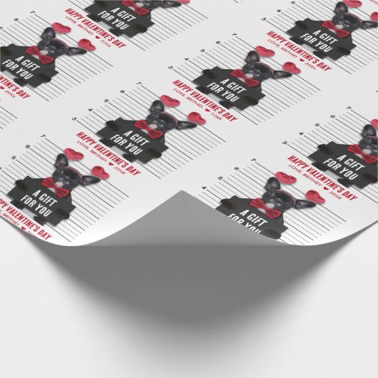 Funny Mugshot Guilty Love Dog Valentijnsdag Cadeaupapier (Hoek)