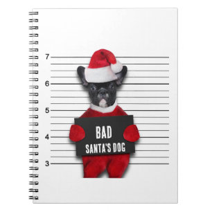 Funny Mugshot Kerstmis Bad Santa's Dog Notitieboek