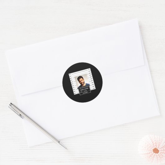 Funny Mugshot Ster  Ronde Sticker (Envelop)