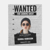 Funny Mugshot Wanted Custom Name & Text  Fleece Deken (Voorkant)