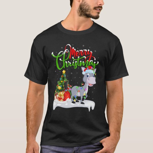 Funny Mule Dierenvriend Xmas Lighting Mule Christm T-shirt (Voorkant)