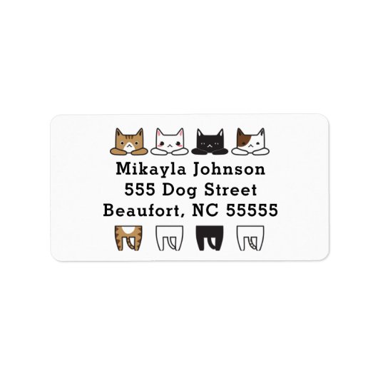 Funny Multicolor Cat Lijst Etiket (Voorkant)