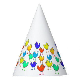 Funny Multicolored Birds Feesthoedjes
