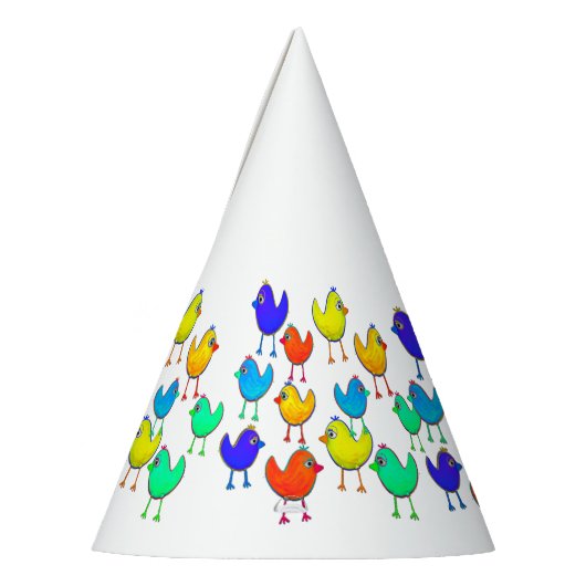 Funny Multicolored Birds Feesthoedjes (Links)