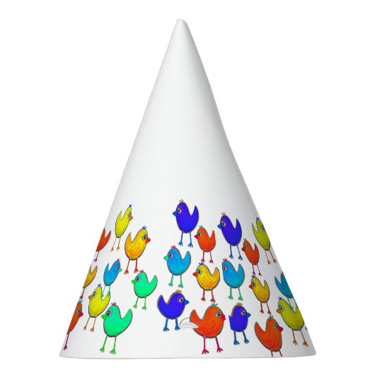 Funny Multicolored Birds Feesthoedjes (Rechts)