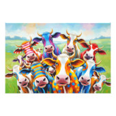 Funny multicolored cow painting foto afdruk (Voorkant)