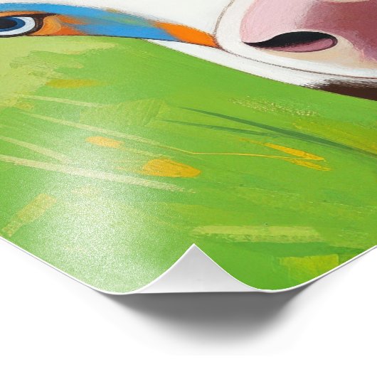 Funny multicolored cow painting foto afdruk (Hoek)