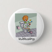 Funny Multitasking Juggling Clown Kaarten en cadea Ronde Button 5,7 Cm (Voorkant)