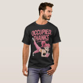 Funny Multitasking Woman Occupied Yoga Reading Gym T-shirt (Voorkant volledig)