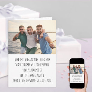 Funny Mum Limerick Favoriete Zoon Birthday Kaart
