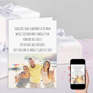 Funny Mum Limerick Worlds Greatest Son Birthday Kaart