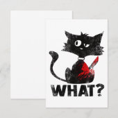 Funny Murderous Black Cat What with Knife Horwee Bedankkaart (Voorkant / Achterkant)