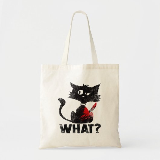 Funny Murderous Black Cat What with Knife Horwee Tote Bag (Voorkant)