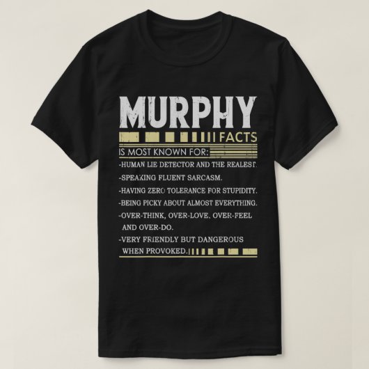 Funny Murphy FACTS Gift - Murphy Name T-Shirt (Design voorkant)