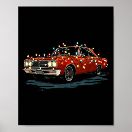 Funny Muscle Car Christmas Graphics Lights Lover  Poster (Voorkant)